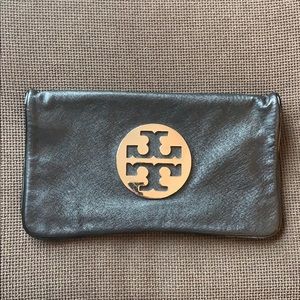 Tory Burch Black pebbled clutch